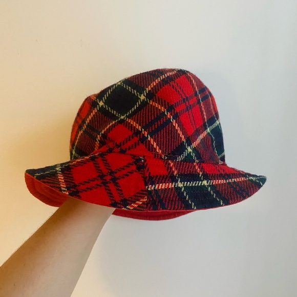 Vintage Red Plaid Bucket Hat Style - Picture 2 of 4